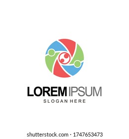 logotipo de la gente. con vector de plantilla de diseño de lente de cámara