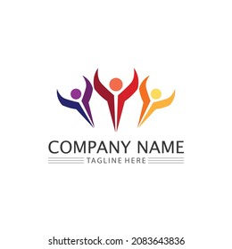 People-Logo und Community-Icon-Arbeitsgruppe Vektorgrafik-Design