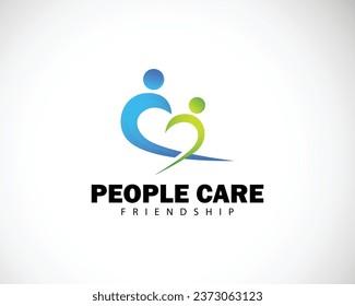 logotipo de personas creativo cuidado abstracto concepto de amistad diseño corazón