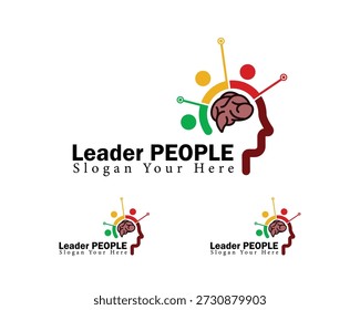Logotipo de la gente Concepto de diseño creativo Líder Comunidad Smart Brain Psychology