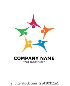 logotipo de pessoas criativa trabalho em equipe, conceito de design abstrato