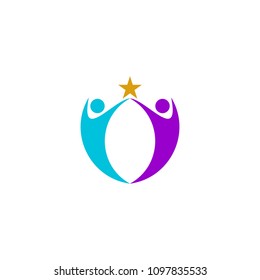 People logo design, people active logo with star.