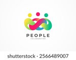 People logo design, Community human Logo with gradient color, people logo design template design element, vector illustration