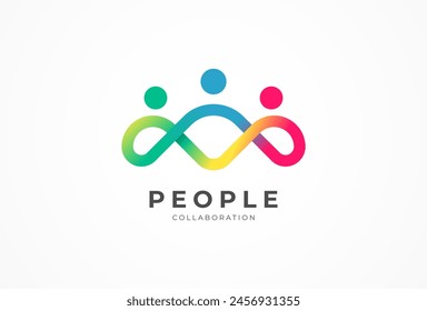 People logo design, Community human Logo with gradient color, people logo design template design element, vector illustration