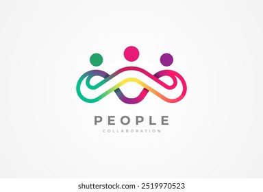 Design de logotipo de pessoas, Logotipo humano comunitário com cor de gradiente, elemento de modelo de design de logotipo de pessoas, ilustração de vetor