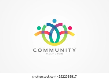 Design de logotipo de pessoas, Logotipo humano comunitário com estilo gradiente de cor completa, elemento de modelo de design de logotipo de pessoas, ilustração de vetor