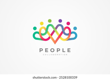 People logo design, Community human Logo with gradient color, people logo design template element, vector illustration