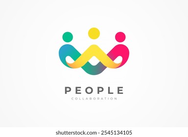 People logo design, Community human Logo with gradient color, people logo design element, vector illustration