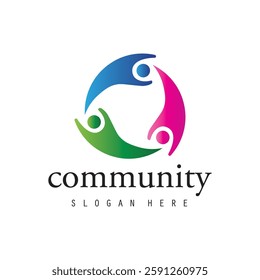 People logo design, Community human Logo with gradient color, people logo design template, vector illustration