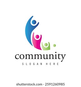 People logo design, Community human Logo with gradient color, people logo design template, vector illustration