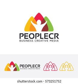 People Logo Design. Community, Social And Group Logo Concept. Vector Logo Template