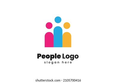 Vector de concepto de diseño de logotipo de personas. Logo del enlace familiar. Trabajo en equipo familiar.