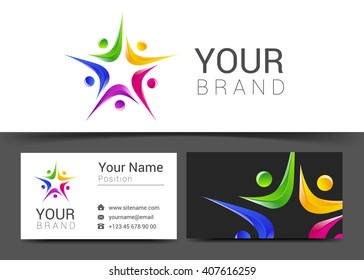 People Logo design. Creative abstract shapes vector.