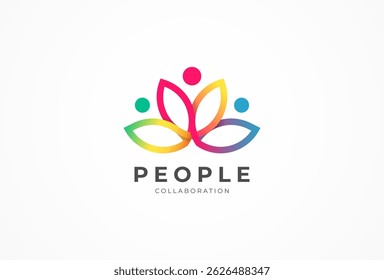 People logo design, Flower with human combination with gradient color, human logo design template, vector illustration