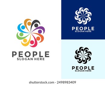 People logo design, human community logo template. symbol for teamwork, social group, community.