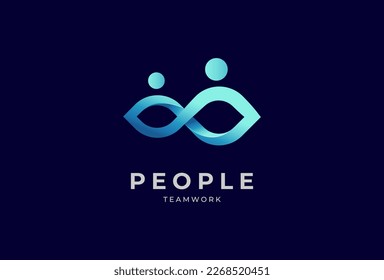 People logo design, human with infinity icon combination, people Logo design template, vector illustration