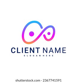 People logo design, human with infinity icon combination, people Logo design template, vector illustration