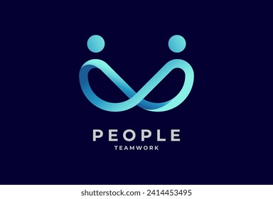 People logo design, human with infinity icon combination, people Logo design template element, vector illustration