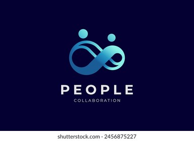 People logo design, human with infinity icon combination, people Logo design template element, vector illustration