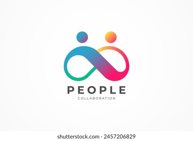 People logo design, human with infinity icon combination in gradient color, people logo design template design element, vector illustration