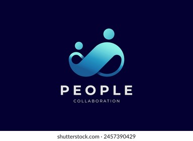 People logo design, human with infinity icon combination, people design Logo template , vector illustration