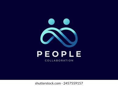 People logo design, human with infinity icon combination, people design Logo template element , vector illustration