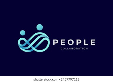 People logo design, human with infinity icon combination, people design Logo template element , vector illustration