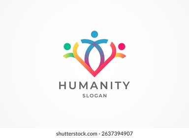 People logo design, human with love icon combination, people Logo template element, vector illustration