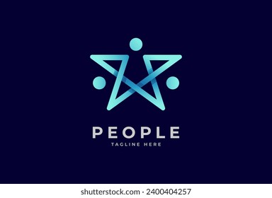 People logo design, human with star icon combination, people Logo design template, vector illustration