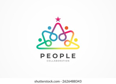 People logo design, human with Star in gradient color, human logo design template, vector illustration