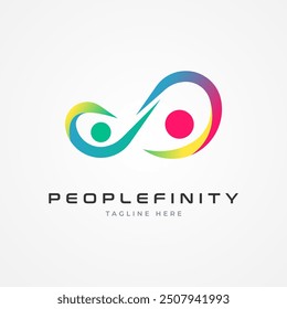 People logo design, humans form an icon of infinity, people Logo design template, vector illustration