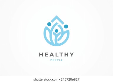 People logo design, humans with water drop icon combination, people logo design template design element, vector illustration