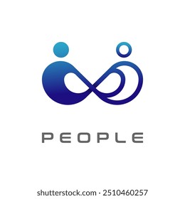 People logo design, modern human with infinity icon combination, people Logo design template, vector illustration