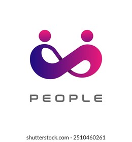 People logo design, modern human with infinity combination, people Logo design template, vector illustration