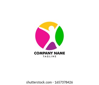 People logo design template with circle