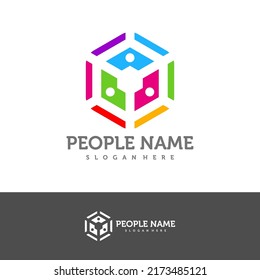 Plantilla de diseño de logotipos de personas. vector de concepto del logotipo de Community People. Símbolo de icono creativo