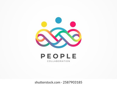 People logo design, three human Logo with gradient color, human logo design template, vector illustration