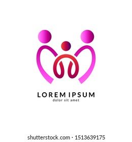 People logo design vector illustration, human care symbol, happy family icon, community foundation