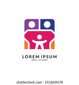 People logo design vector illustration, human care symbol, happy family icon, community foundation