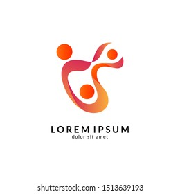 People logo design vector illustration, human care symbol, happy family icon, community foundation
