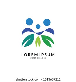 People logo design vector illustration, human care symbol, happy family icon, community foundation