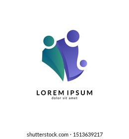People logo design vector illustration, human care symbol, happy family icon, community foundation
