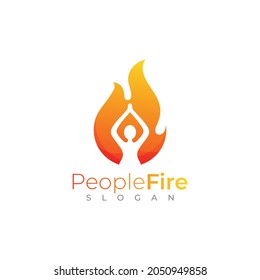 Logo de la gente y combinación de diseño de incendios, icono de deportistas