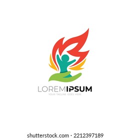 People logo and fire design combination, simple style
