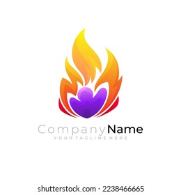 People logo and fire design combination, hot icons