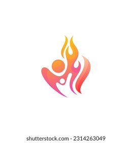 People logo and fire design combination, red color