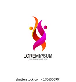 People logo with fire design illustration,  family logo