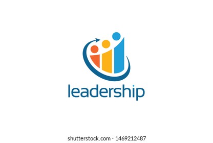 People Logo Formed Leadership Symbol With Arrow Up In Colorful