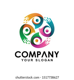 People Logo Gather Logo Concept Community Stock Vector Royalty Free