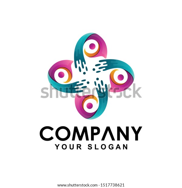 People Logo Gather Logo Concept Community Stock Vector Royalty Free